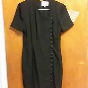 Ladies black knee length button-down dress